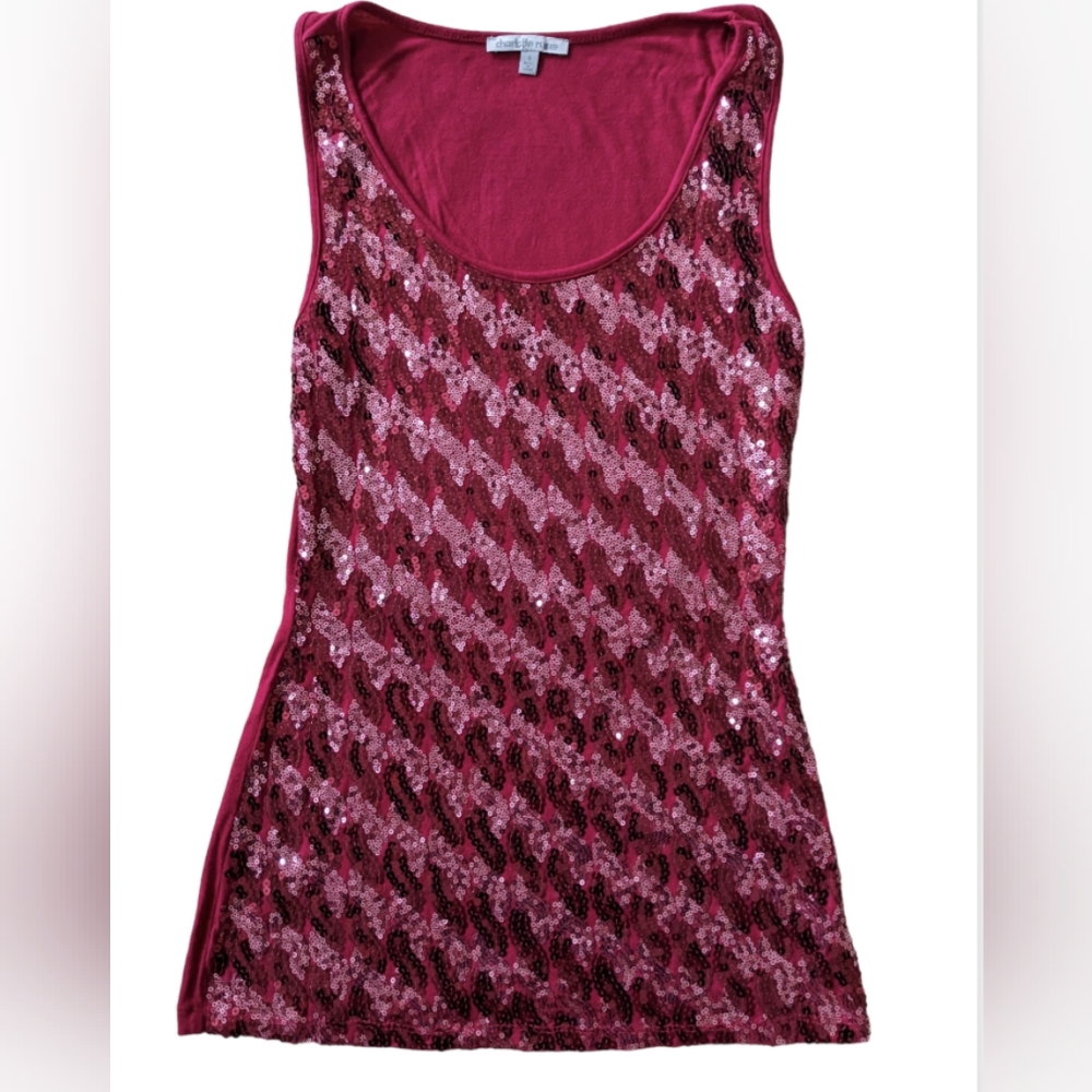 Tank top sequins Hot Pink Charlotte Russe sparkle Small